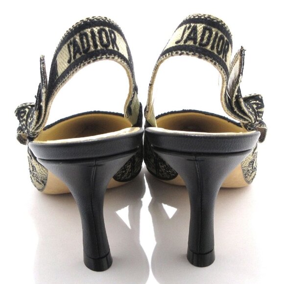 NWT Christian Dior J'ADIOR Slingback Pumps heels beige black Toile De Joey38US7. - Picture 2 of 7